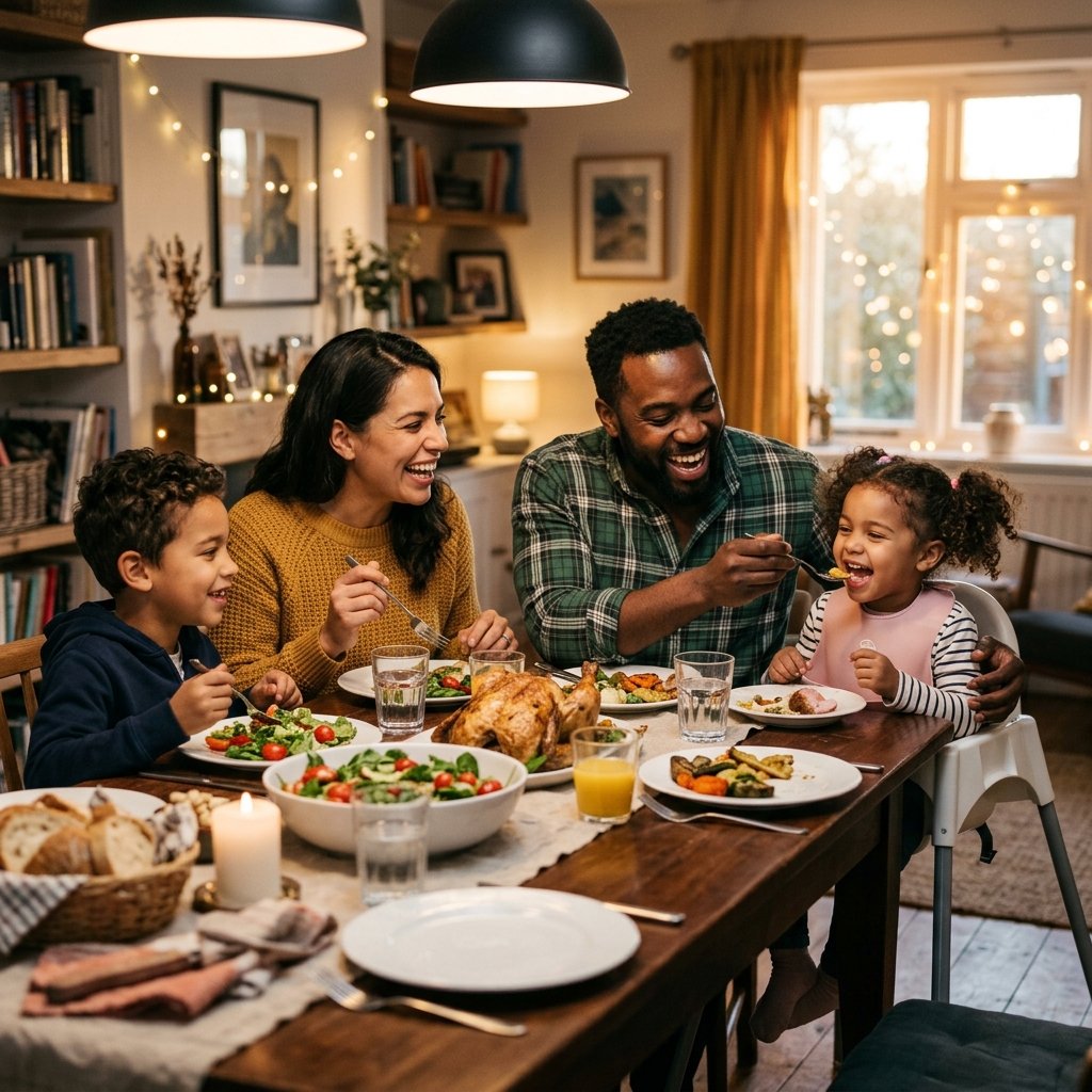 Happy family enjoying meals